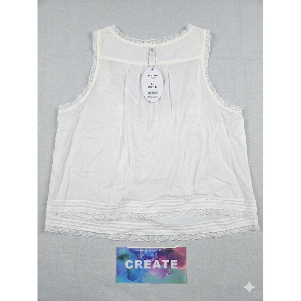 NWT Classic White Lace-Trim Tank Top Size Xl